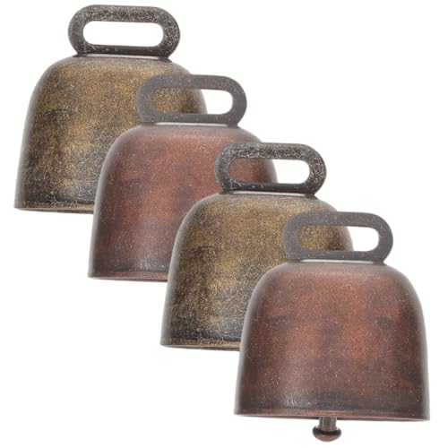 ROMISBABA 4 pezzi Campane per Mucche in Metallo Campanelli Appendibili Antiruggine per Decorazioni Rustiche Leggere e Resistenti per Artigianato e Allevamento