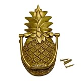 Star Rose Accents - Solid Brass Pineapple Door Knocker w Engraved "Welcome" on The Handle and Dual K
