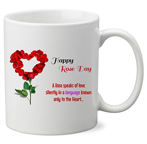 Rose Day Theme Printed Ceramic Coffee Mug(325 ml)- Valentines Day...
