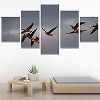 SIGNWIN 5 Panel Canvas Wall Art Birds Closeup Multicolor Photography Realism Relax/Calm Romantics for Home Decorations Ready to Hang - 60