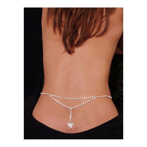 Deja Beauty of USA Sexy Rhinestone Butterfly Belly Chain / Lower Back Jewelry