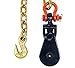 Mytee Products 2 Ton Snatch Block w/Chain Flatbed Tow Truck Rollback Wrecker Car Carrier Cable (2 Pack)
