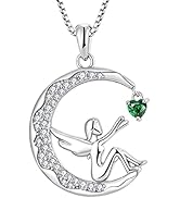 Collana Angelo Custode FJ In Argento 925 Con Ciondolo Fata Luna E Zirconia - Catena 45+3 Cm, Regalo Per Donna - 2