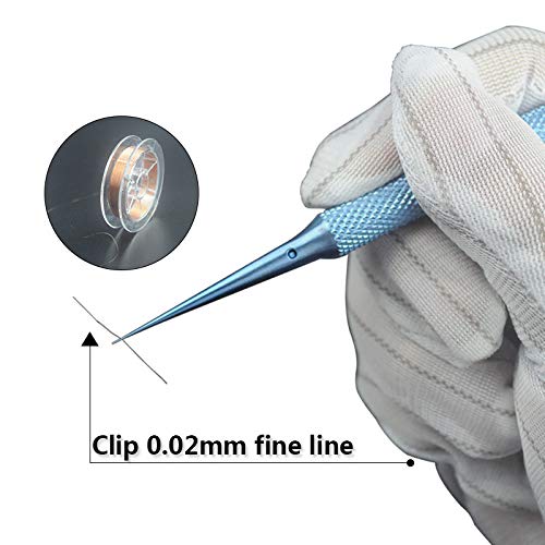 Miniatura 6 de Tvoip Pinzas de aleación de titanio de precisión, pinzas para huellas dactilares, pinzas para componentes electrónicos, herramientas de recolección