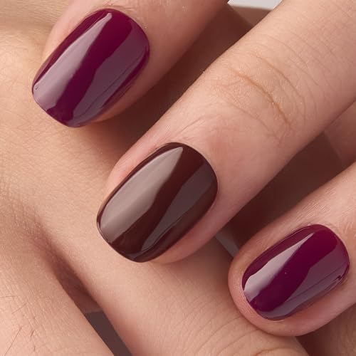 Image of CurvLife Soft Gel Square Press on Nails Extra Short, Solid color Fake Nail with Apricot Design, Full Cover False Nails Tips Glossy Nude Glue on Nails Artificial Stick on Nails for Women