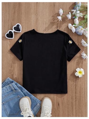MakeMeChic Girl's Floral Short Sleeve Tee Shirts Crew Neck Tie Side Summer Casual Tops2
