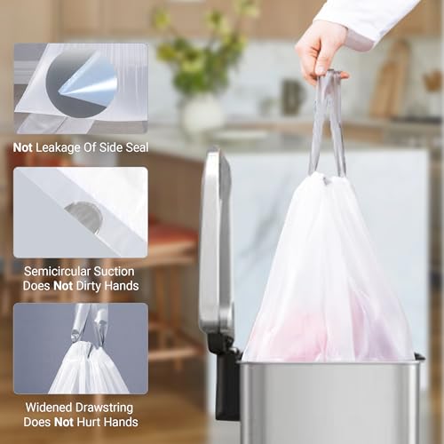 Image of Code G (200 Count) 8 Gallon Heavy Duty Drawstring Trash Bags Compatible with simplehuman Code G Garbage Can Liners 8 Gallon /30 Liter | 1.2 Mil | White