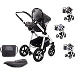 Friedrich Hugo baby's moving art Mandala 4 in 1 Kinderwagen + ISOFIX Luftreifen, Espresso