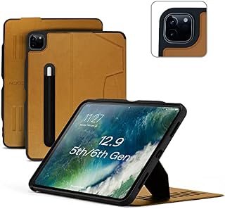 ZUGU iPad Pro 12.9 Case 2022 / 2021 6th & 5th Generation - Ultra Slim Protective Cover - Wireless Apple Pencil Charging - Convenient 10-angle Magnetic Stand & Auto Sleep/Wake [Brown]