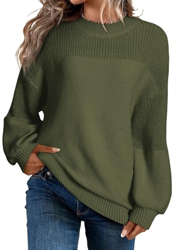 Sidefeel Women's Pullover Sweaters Casual Long Sleeve Crewneck Loose Knit Jumper Tops
