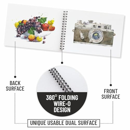 Image of Anupam Watercolour Book 200GSM Natural White Paper with Grained Surface Usable on Both Side 40 Pages A3 for Watercolour, Gouache, Ink, Acrylic, Wet & Mixed Media, Art Painting, Drawing