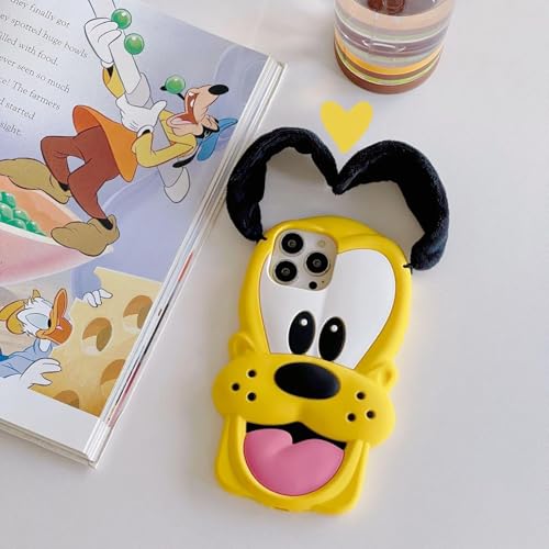 Image of Meyaar Orry Style Cute Case For Apple iPhone 14 / iPhone 13 / iPhone 15 Case, Soft Silicone Case Cover For Apple iPhone 13 / iPhone 14, iPhone 15 Case Cover (Pluto-Dog, For I Phone 13 & 14), Multicolor