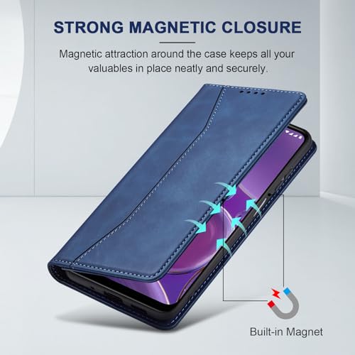 Image of Jasonyu Case for Nokia G42 Leather Wallet Flip Cover with Card Holder,Kickstand, Magnetic Closure,TPU Shockproof Phone Case Compatible with Nokia G42 (Blue)