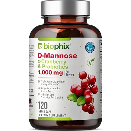 biophix D-Mannose 1000mg Capsules with Cranberry & Probiotics - D Mannose Supplements for Women -...