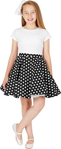 Blackbutterfly Kids Vintage 50'S Full Circle Girls Swing Skirt (Polka Dot - Black, 11-12 Yrs) #TOP5