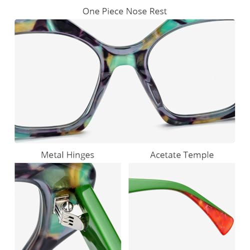 Image of HEPIDEM Multicolor Acetate Glasses Frame Women,Oversize Round Optical Eyeglasses 9345