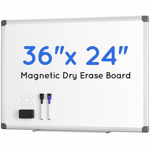 VUSIGN Magnetic Whiteboard, 36' x 24' Dry Erase Board for Wall, Silver Aluminum Frame, Hanging or Mounted White Board for Office, Home, School, Meeting