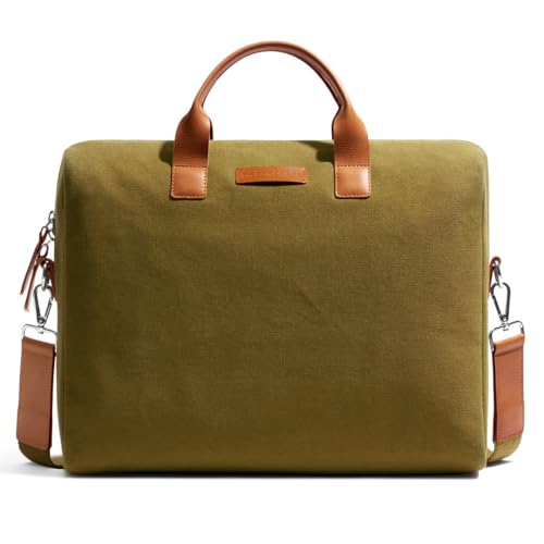 Image of DailyObjects Unisex City Compact Fleet Canvas Laptop Messenger Bag with Leather Handles and Adjustable Straps | Zip Closure with Slip Pockets and Large Storage For 14 Inch Laptops