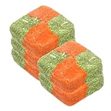 Cabilock 5PCS Small Pet Chew Timothy Grass Cubes with Carrot Powder for Bunny Rabbit Teeth Grinding and