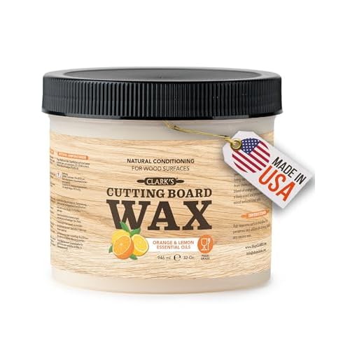 CLARK'S Cutting Board Wax Food Grade - All Natural Butcher Block Conditioner for Wooden Kitchen Utensils - Food Grade Beeswax for Cutting Board (32 Oz, Lemon & Orange)