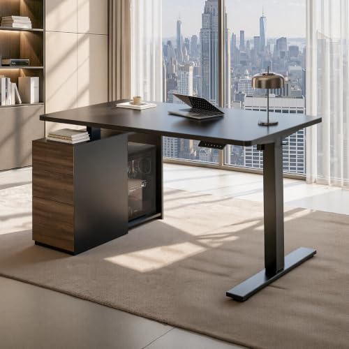 Image of FLEXISPOT EN2 55 inchx28 inch Standing Desk Bundle with Storage Cabinet, Black