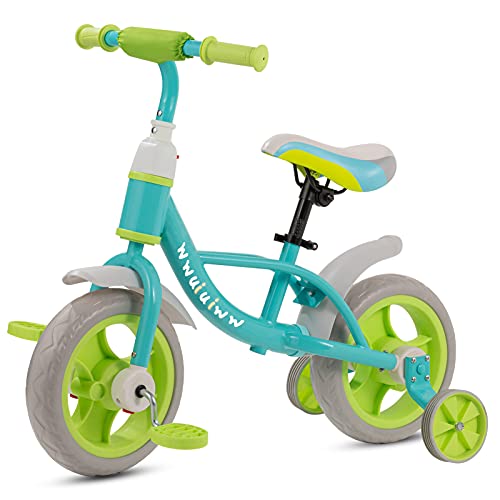 LANGYI Laufrad für 18 Monate - 5 Jahre alte Jungen & Mädchen, 4-in-1 Kleinkind Fahrrad mit Laufrädern & Pedalen (Grün) Cover