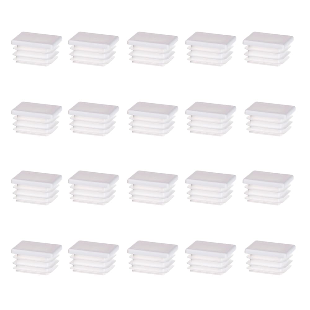 White Square Plastic Plugs, 20 Pcs Tube Inner End Caps, 40mm x 40mm Cover for Furniture Chair Desk Leg Tables Foot Pipe