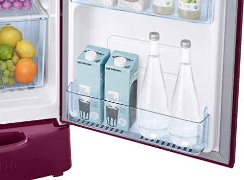 Image of Samsung 183 L, 4 Star, Digital Inverter, Direct-Cool Single Door Refrigerator (RR20C2824HN /NL, Himalaya poppy Red, Base Stand Drawer)