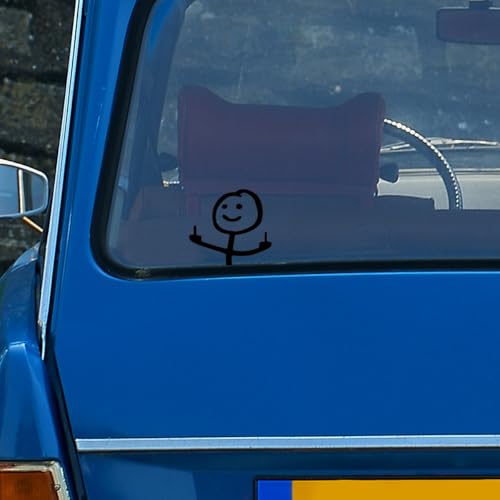 Image of KITUREK Car Fuck You Meme Vinyl Sticker Decal, Black, Small | Funny Personalised Cartoon Middle Finger Sticker, Fit for Cars Windows Bumpers Trucks Motorcycles or Any Other Smooth Surface
