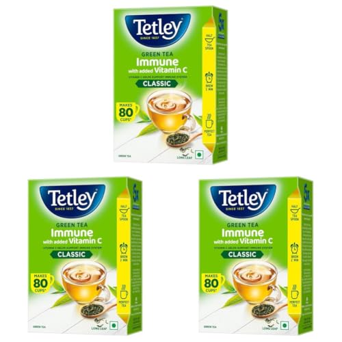 Image of Tetley Loose Green Tea Leaves 100g, Classic Flavour, Immune With Added Vitamin C, Makes 80 Cups, Long Leaf Tea, 5X Antioxidants As An Apple (Pack of 3)