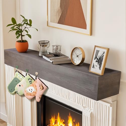 jubilander Wood Rustic Fireplace Mantel Shelf, Handcrafted Wooden Mantel for Fireplace, Farmhouse...