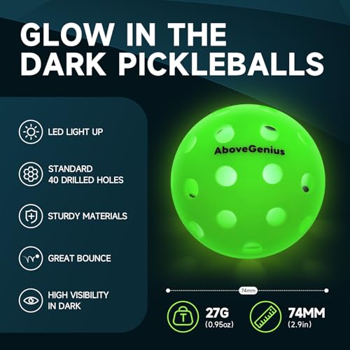 AboveGenius LED Light Up Pickleball Balls, 12 Pack, 40-Hole Outdoor by AboveGenius - Used condition - Image 2