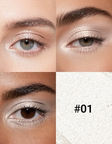 Erinde Biały cień do powiek, brokatowy krem, trwały i wodoodporny kredka do powiek, wysoki pigment, metaliczny połysk #01