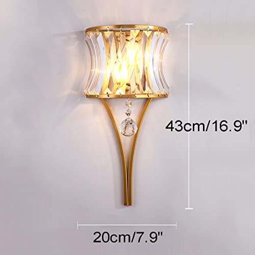 Image of Modern Crystal Wall Light Gold Crystal Wall Sconces Light Mid-Century Vanity Light Indoor Elegant Glass Wall Lighting Fixtures for Bedroom Living Room Hallway Entryway