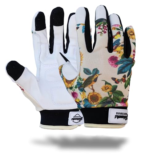 FARMERS DEFENSE Leather Gloves | Thorn Proof & Puncture Resistant | Durable Grip Breathable | Gardening Landscaping DIY (Garden Flower Extra Large)