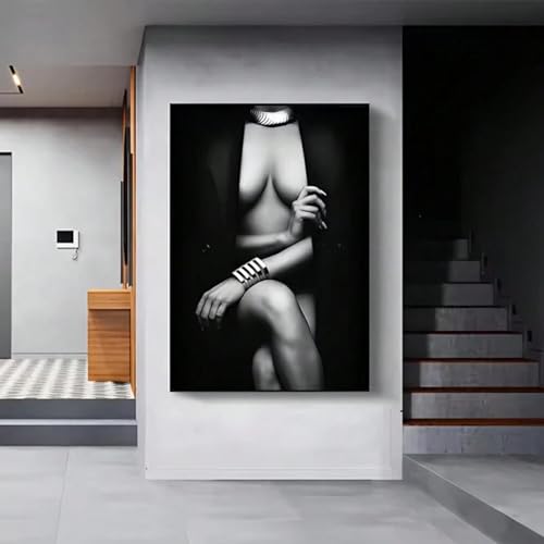 Art mural inspirant femme vibrante en noir et blanc : l'élégance artistique chez soi