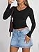 Trendy Queen Long Sleeve Shirts for Women 2026 Fall Fashion Crop Tops for Women V Neck Casual Basics Slim Fitted Y2K Cute Dress Tops Winter Outfits Clothes Blouses Black L