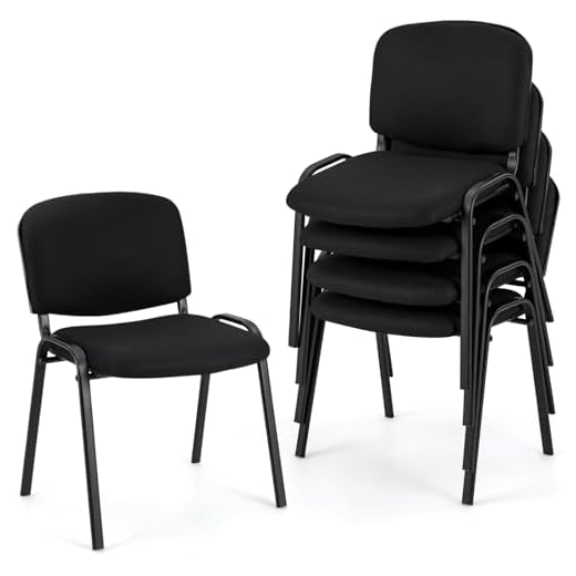 Giantex Set of 5 Conference Chair with Ergonomic Upholstered Seat,Elegant and Stackable Design for Office,Waiting Room, Guest Room, 5 Pieces Reception Executive Chair Set (31.5 H)