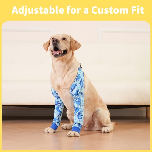 Image of LovinPet Dog Elbow Protector Anti-Licking Elbow Sleeve, Adjustable, Comfortable & Durable Front Leg Guard for Medium to Large Dogs, Prevents Licking and Chewing,Dog Sleeve,Dog Leg Sleeve,Blue