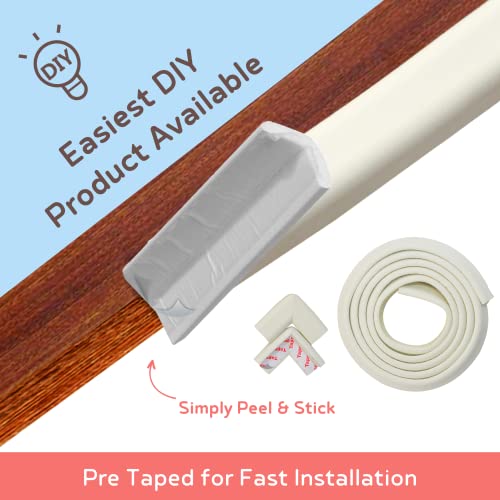 Image of BabySafeHouse 6.5ft White Edge Guard & 4 Corner Protector + Door Stopper | Extra Long 6.5ft White Edge Guard, 4 Pre-Taped Corner Guards, Monkey Shape Door Stopper for Baby Proofing & Child Safety