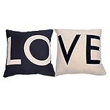 Forma: cuadrado Dosige 2PCS Funda de Almohada Love en Blanco y Negro,Cojines de Oficina con Fundas de Almohada,para sofá Cama Sala de Estar Dormitorio decoración del hogar cuadradas Size 44 * 44cm (White+Black)