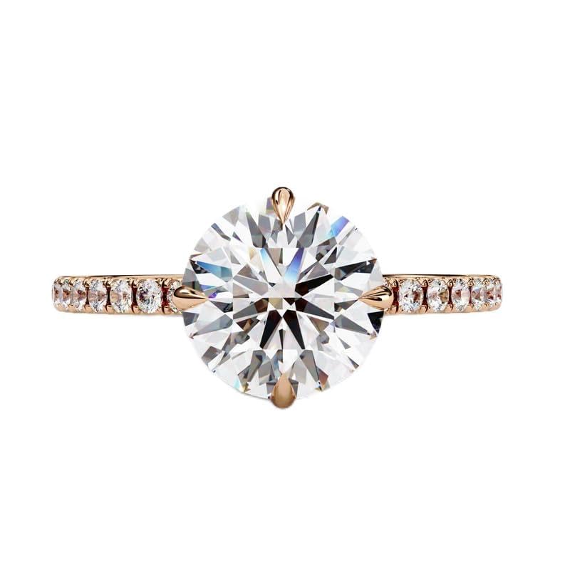 2.25 CT Round Lab Grown Diamond Engagement Ring in 14K White Gold – Certified, F/G Color, VS Clarity Center Stone with 0.98 CT Round F/G VS Side Diamonds