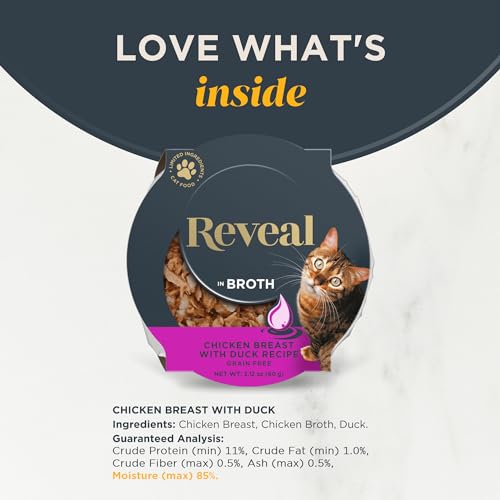 Reveal Natural Wet Cat Food, 18 Count, Grain Free, Limited Ingredient Cat Food Cups, Chicken with Duck in Broth, 2.12 oz Easy Peel Cups - Thumbnail 3