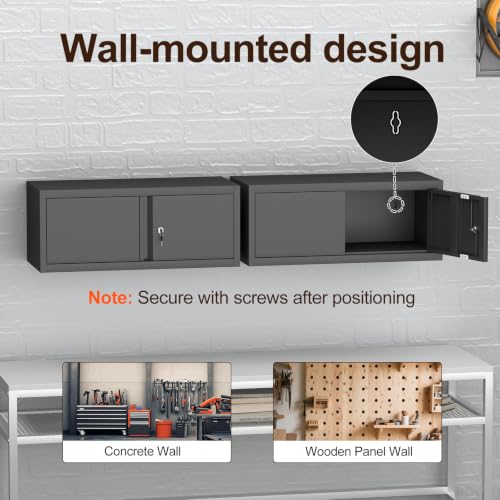 Metal-Garage-Wall-Cabinets13-H-Garage-Storage-Cabinet-Wall-MountedFloating-Storage-Organization-with-DoorsLocking-Hanging-Cabinet-for-RVHome-OfficeWarehouseBlack
