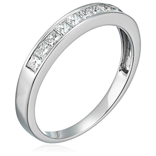 1/2 carat (ctw) Diamond Wedding Anniversary Band for Women Princess Cut in 14K White Gold Channel Set 0.50 cttw, Size 4.5-102