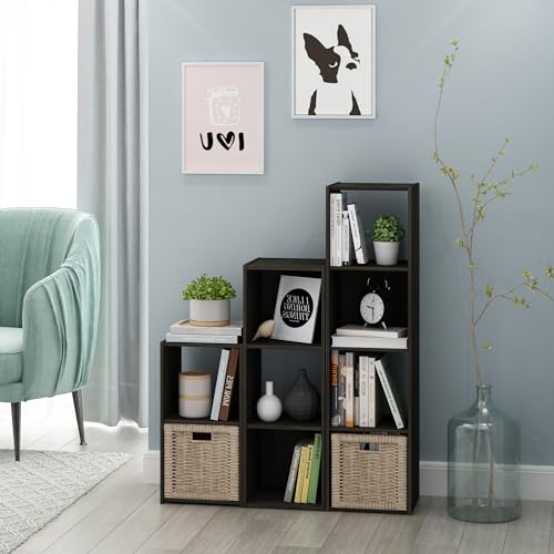 Armario Pelli Cubic Furinno 2X1 acabado Espresso con estantes de madera 6