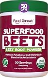 USDA Organic Superfood Beet Root Powder by Feel Great Vitamin Co.| Beetroot Nitric Oxide Supplement...