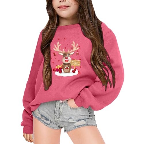 Genérico 2026 Sudadera navideña Infantil con Capucha para niñas Chaqueta Polar cálida de Manga Larga y Cuello Estampado (8-9 Years)