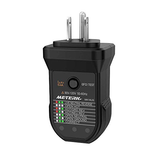 Circuit Tester, Meterk Outlet Tester Receptacle Tester GFCI Electrical Tester for Wall Plug Breaker Finder Electric Leakage Test Ground Fault