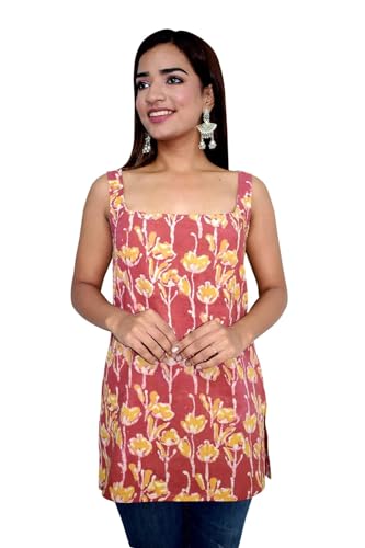 Image of JAIPUR HAND BLOCK Sleeveless Broad Neck Kurti Top S22SF